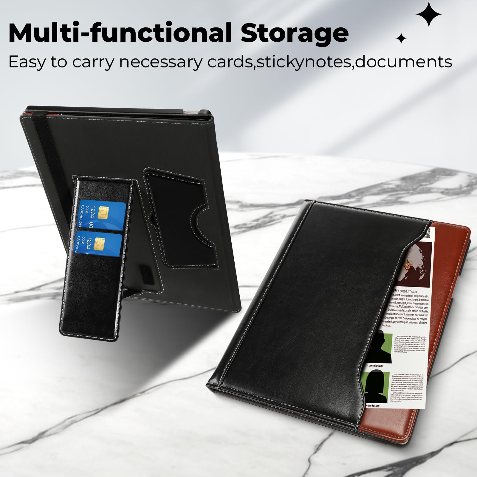 E NET-CASE Custodia per tablet Remarkable Paper Pro da 11,8 pollici (2024) – Design portatile aziendale in pelle PU aggiornata per carta digitale Remarkable Paper Pro con portapenne (nero vs marrone)