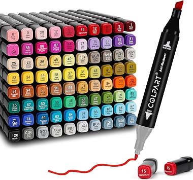 colpart 80 Colors Alcohol Markers Dual Tip Art Marker Pens for Adult Coloring Painting Supplies Perfect for Painting, Coloring, Sketching and Drawing Christmas Gift Ideas