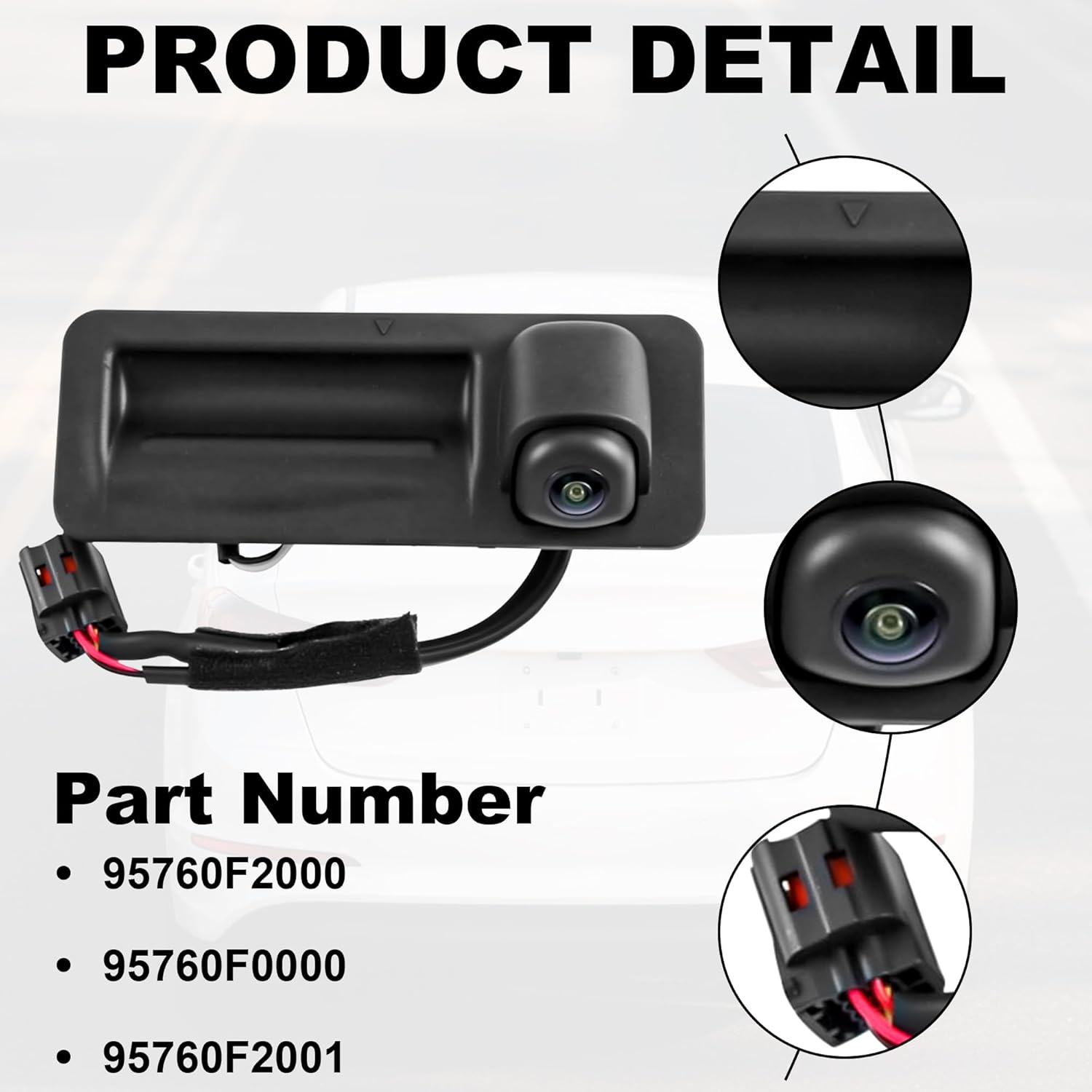 PartsFlow 95760-F2000 Rear View Backup Camera Trunk Switch Fits 2017 2018 Hyundai Elantra 95760F2000