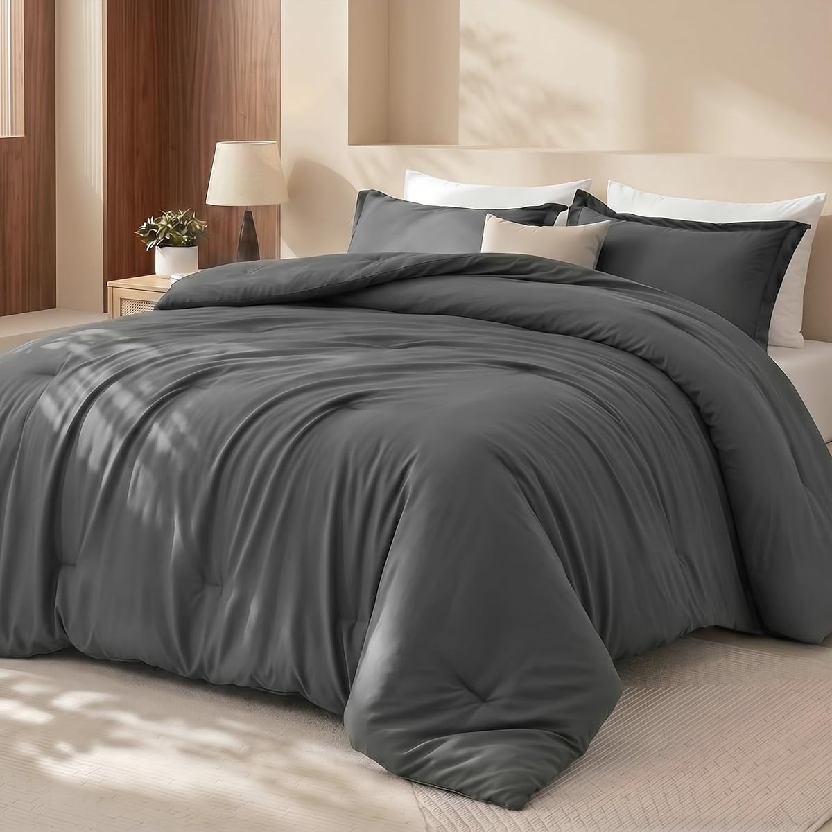 Utopia Bedding Juego de edredón Queen de 3 piezas, ropa de cama para todas las estaciones, gris | El juego de cama incluye edredón (88 x 88) pulgadas, 2 fundas de almohada (20 x 26) pulgadas. Alternativa de plumón de microfibra suave, lavable a máquina.