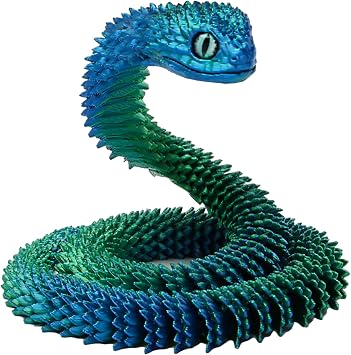 Joycabin 3D Printed Animals, 3D Printed Snake Fidget Toy, Articular Mobility 3D Printed Animal, Fidget Mini Animals Toy Articular Mobility Toys for Adults and Kids Autism/ADHD 60cm - Blue Green