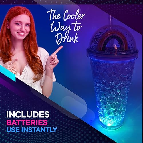 Miniatura 3 de Taza con luz LED de sirena con pajita, vaso de 16 onzas con luces, tapa y pajita, vasos de bombilla LED para bebidas con pajita, fiesta brillante,