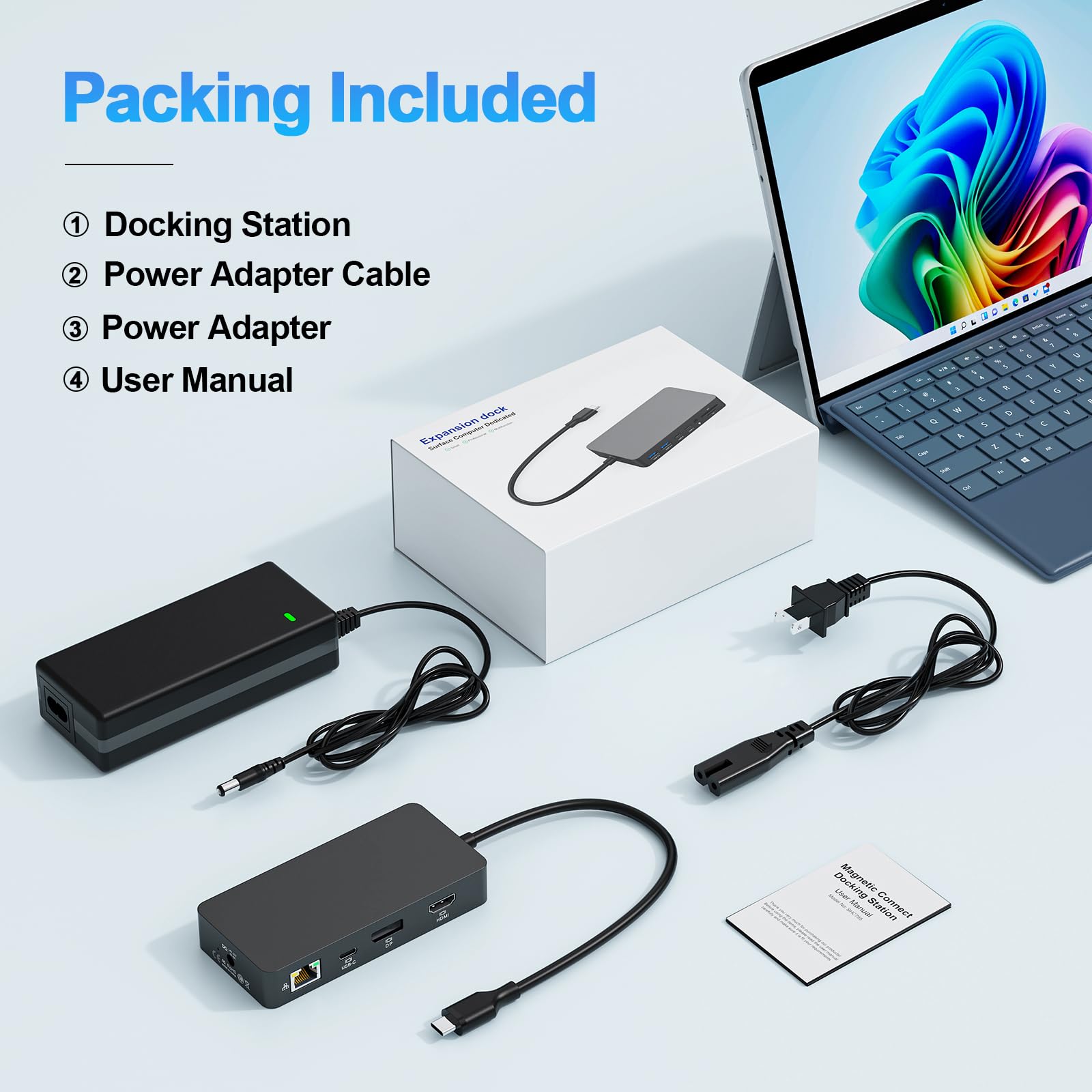 New Surface Thunderbolt 4 Dock Triple Displays 4K@60Hz HDMI+USB C+DP Compatible Surface Pro 12/11/10/9/8/X/7+/7, Surface Laptop 7/6/5/4/3, Surface Go 4/3/2/1, Surface Laptop Go 3/2/1, Surface Book 3/2 — view 9
