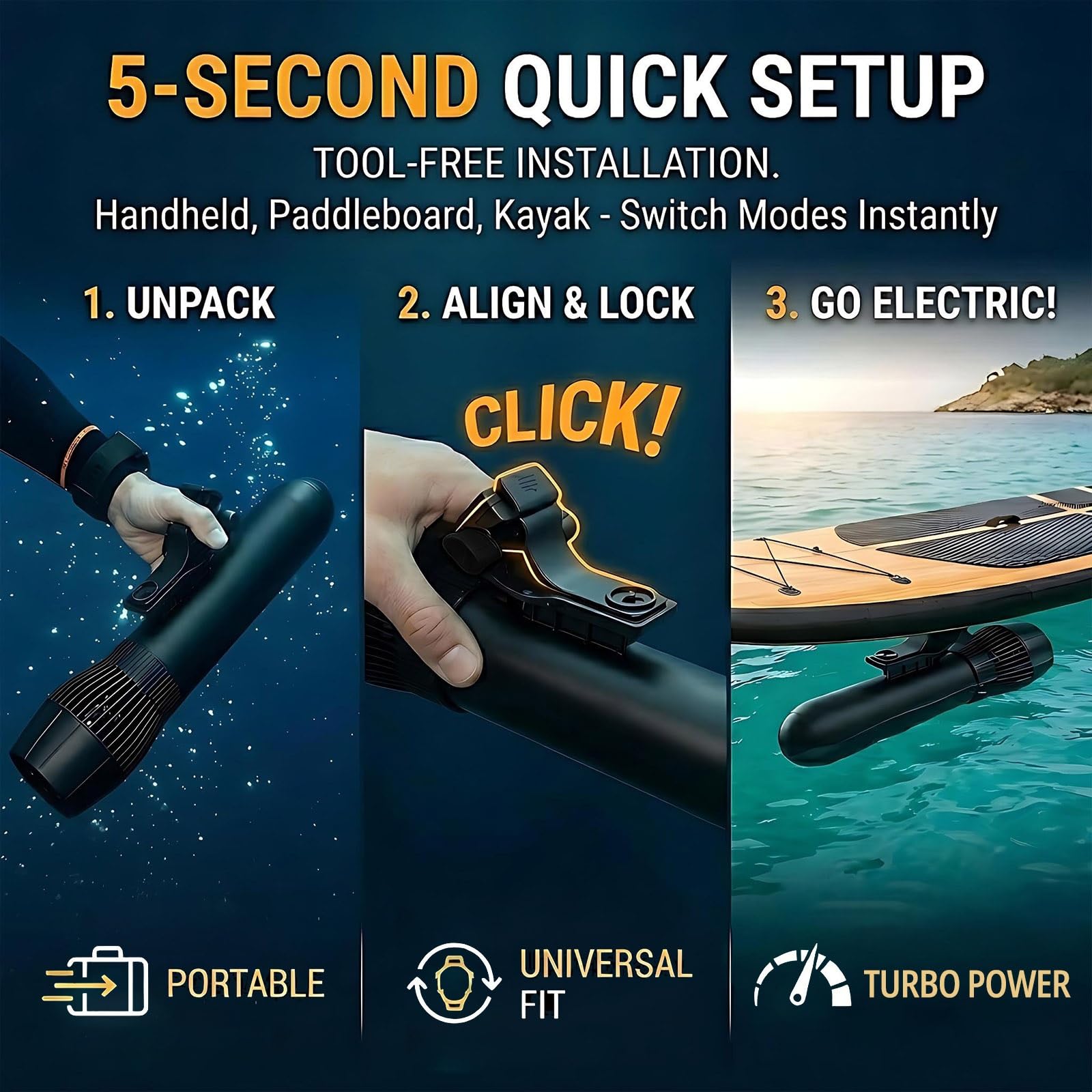 Bürstenloser Unterwasser-Scooter 700W mit 180 Min Reichweite, 9 Geschwindigkeiten mit Fernbedienung, Elektro-Antriebseinheit für SUP und Kajak Board