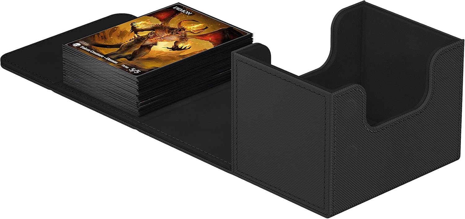 Ultimate Guard Sidewinder 100+, Deck Box for 100 Double-Sleeved TCG Cards, Black, Magnetic Closure & Microfiber Inner Lining for Secure Storage