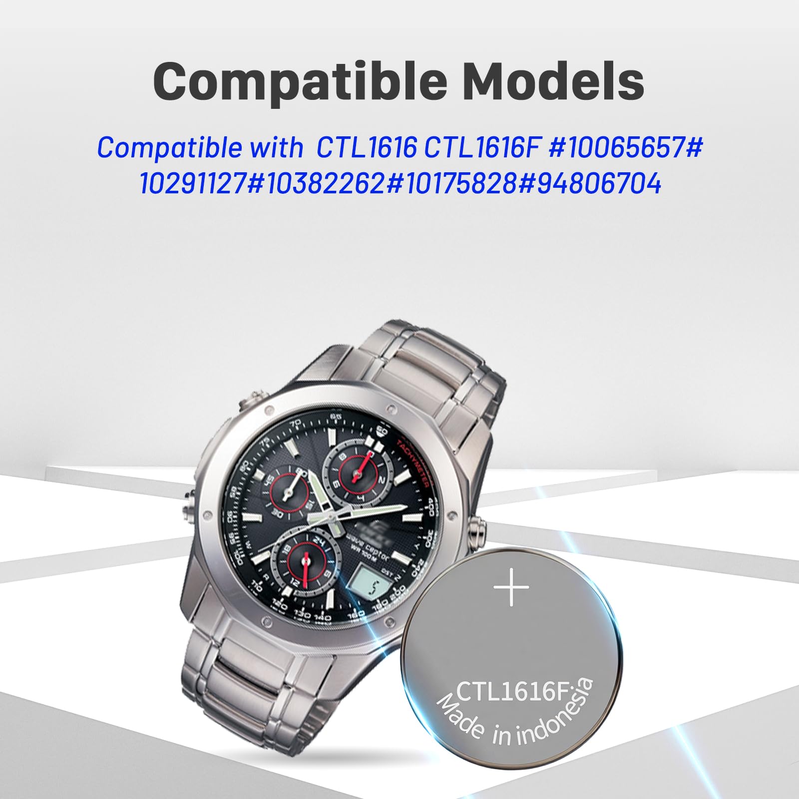 CTL1616F - Batteria di ricambio compatibile con Panasonic CTL1616 CTL1616F batterie per orologio solare Casio, numeri di parte #10065657#10291127#10382262#10175828#94806704