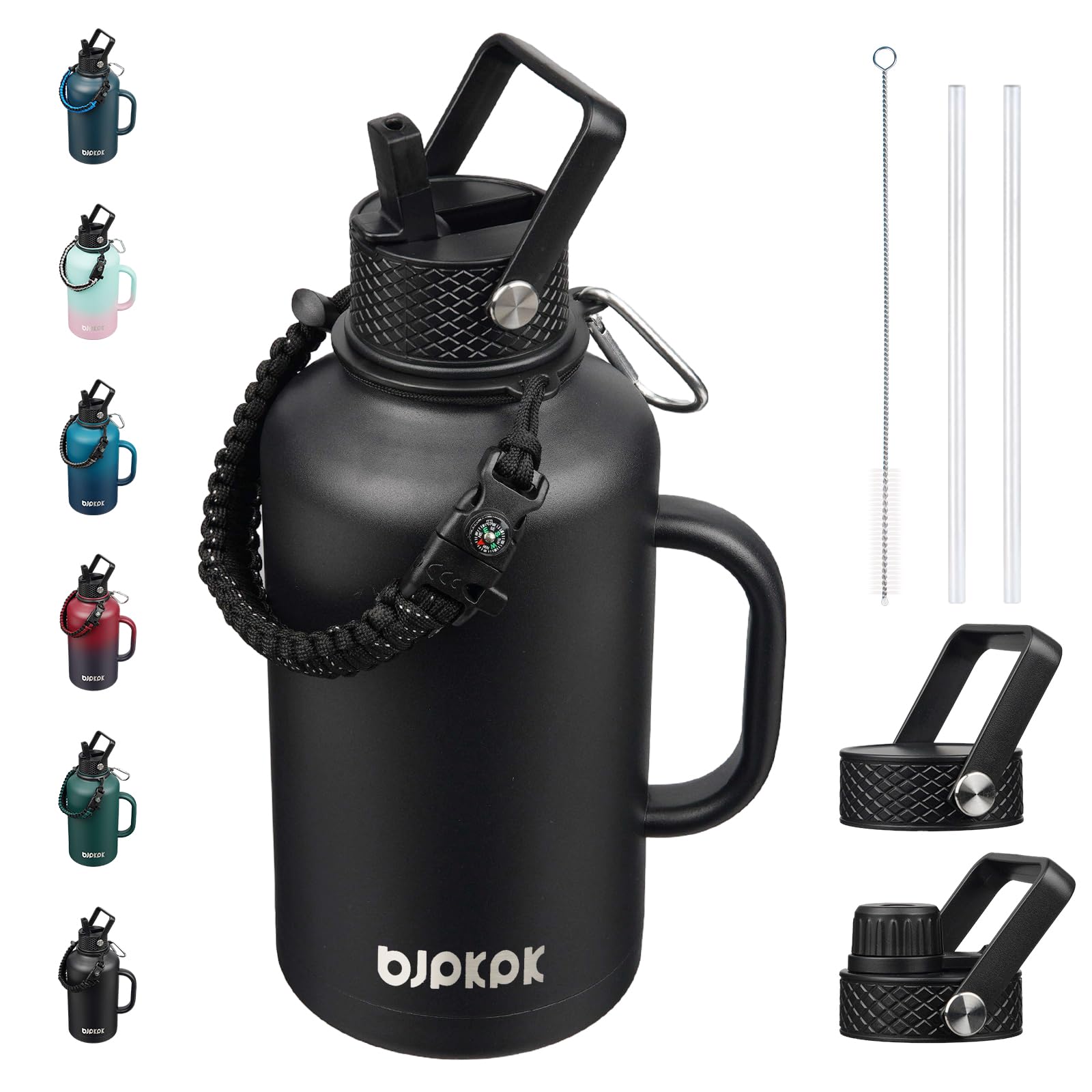 BJPKPK 64oz Insulated Water Bottle with Straw Lid Large Stainless Steel Jug