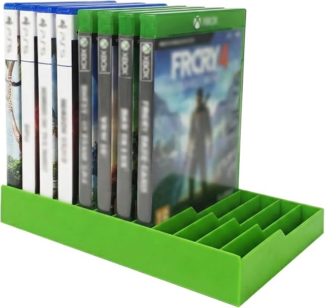 Video Game Storage Tower for PS5 / PS4 / Xbox Series X/Xbox One Game Cases, 12-Disc Capacity DVD & Blu-Ray Organizer Stand, Anti-Slip ABS Desktop Rack, No Assembly Required (1, Green)