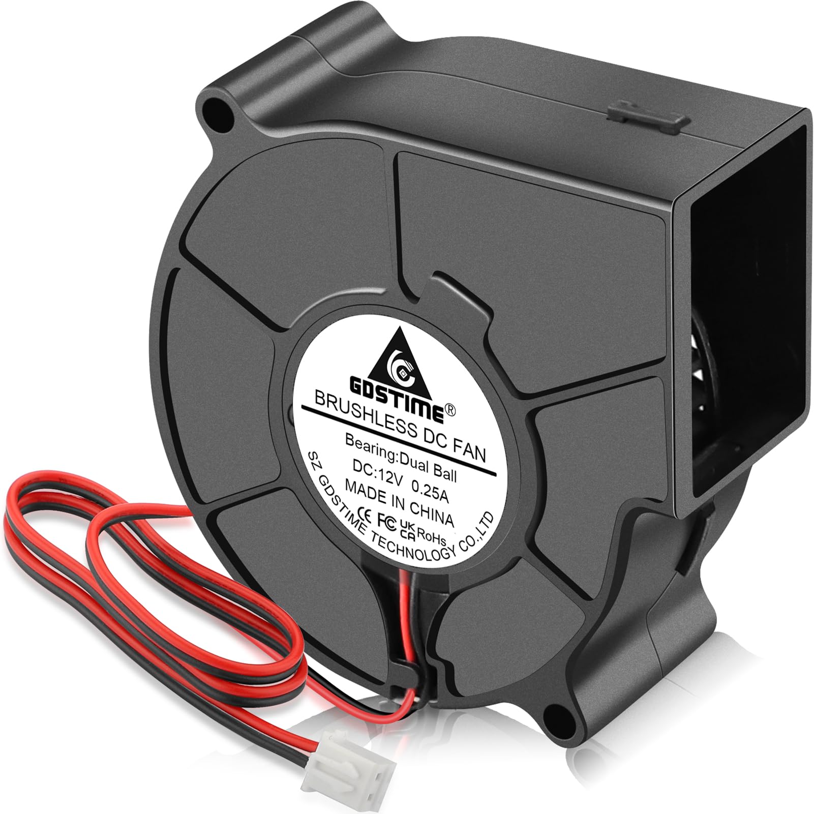 GDSTIME 75mm x 30mm Blower 12V Dual Ball Bearing Centrifugal Fan 2-Pin | 7530, DC Brushless Cooling, Small 12 Volt Squirrel Cage Fan, for Dehumidifier, Car Audio Amplifier-image-27