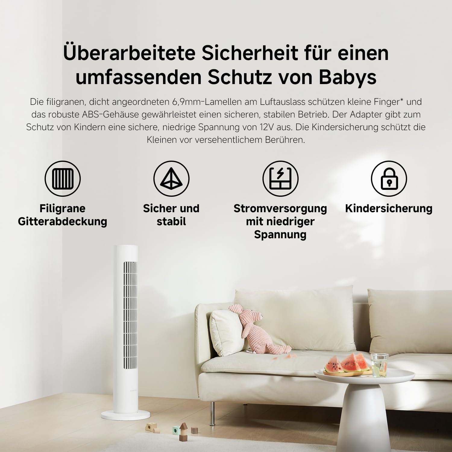 XIAOMI Smart Tower Fan 2 - Standventilator 150° Oszillation mit natürlichen Luftprofilen, Energiesparend, Ultra Leise 28.7dB(A), App-Steuerung, Weiß