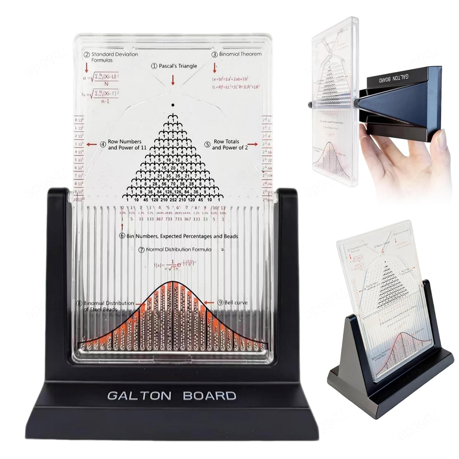 Galton Board Demostración, modelo de distribución normal para estadística, herramienta de probabilidad de curva de campana para enseñanza de física, ayuda de experimentos de laboratorio