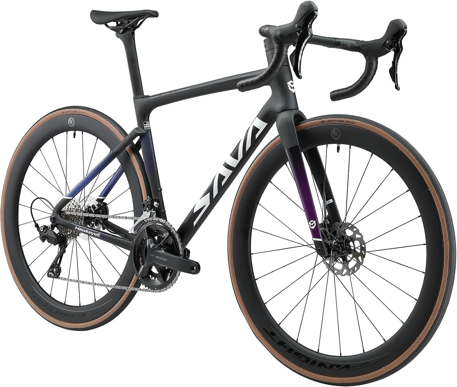 SAVADECK Carbon Fibre Road Bike, Hydraulic Oil Disc Bike with Carbon Fibre Frame and Wheelset, Lightweight Racing Bicycle with R7120 24S Shift Set for Adults