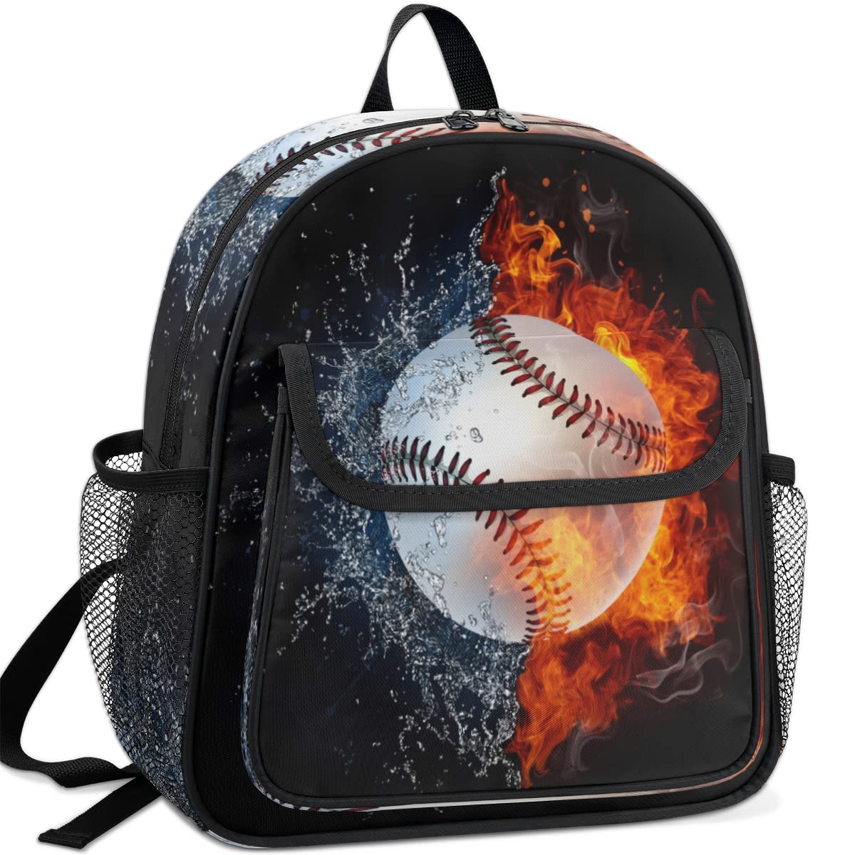TropicalLife Baseball dziecięce plecaki dla chłopców dziewczynek, baseball woda ogień maluch lekki plecak szkolna torba na książki, wielobarwny