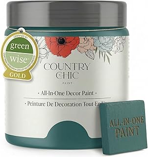 Country Chic All-in-One Chalk Paint for Furniture, Cabinets, Home Decor, Eco-Friendly, Matte Finish, Built-In Primer & Top Coat for Wood, Metal - Aurora (Teal Blue) - Sample (4 oz)