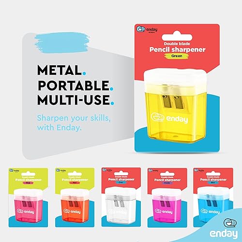 Miniatura 4 de Sacapuntas manual de doble agujero, color verde, sacapuntas jumbo con tapa y contenedor, sacapuntas de mano para lápices grandes y estándar, también