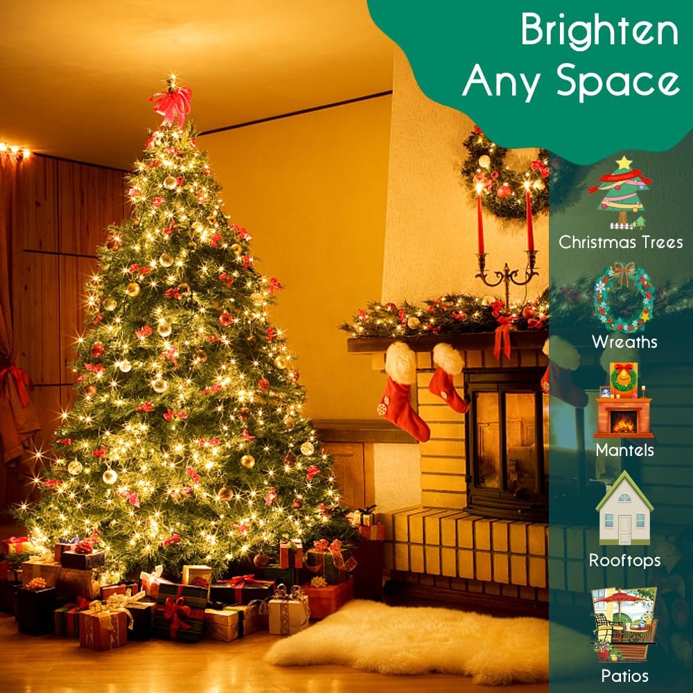 Battery Operated Christmas Lights - 50 LED Christmas Tree Lights | 18FT Battery Operated String Lights, Warm White Mini Lights with Timer 8 Modes for Indoor Outdoor Christmas Tree Wreath Party