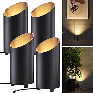 Sunco Uplighting Interior con interruptor de pie, foco LED para plantas de interior 7W, 450 LM, 3000 K blanco cálido, 120 V, no regulable, negro, paquete de 4 unidades.