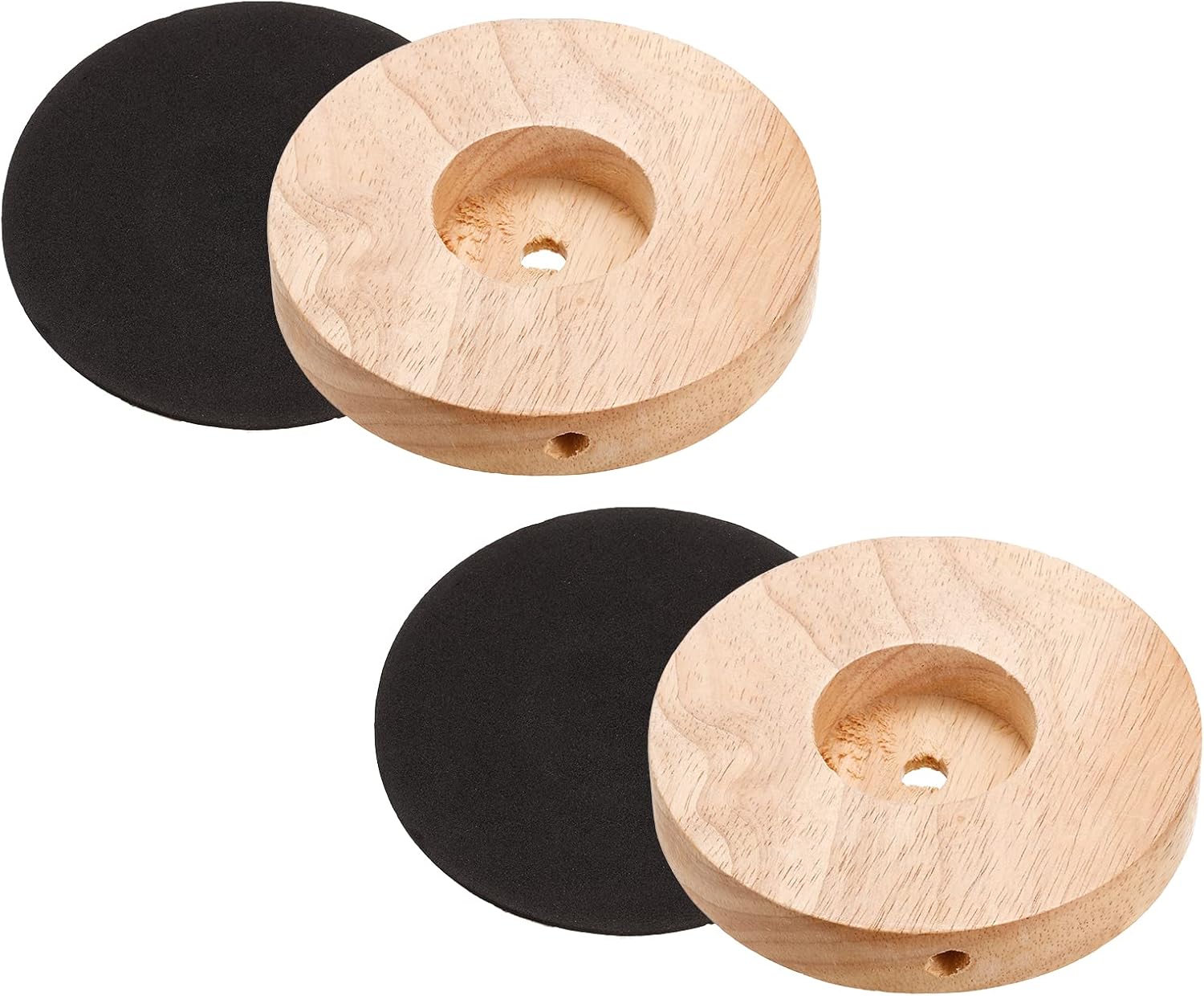 PATIKIL 120mm Wooden Lamp Base, 2 Pack Circular Solid Wooden Base Wood