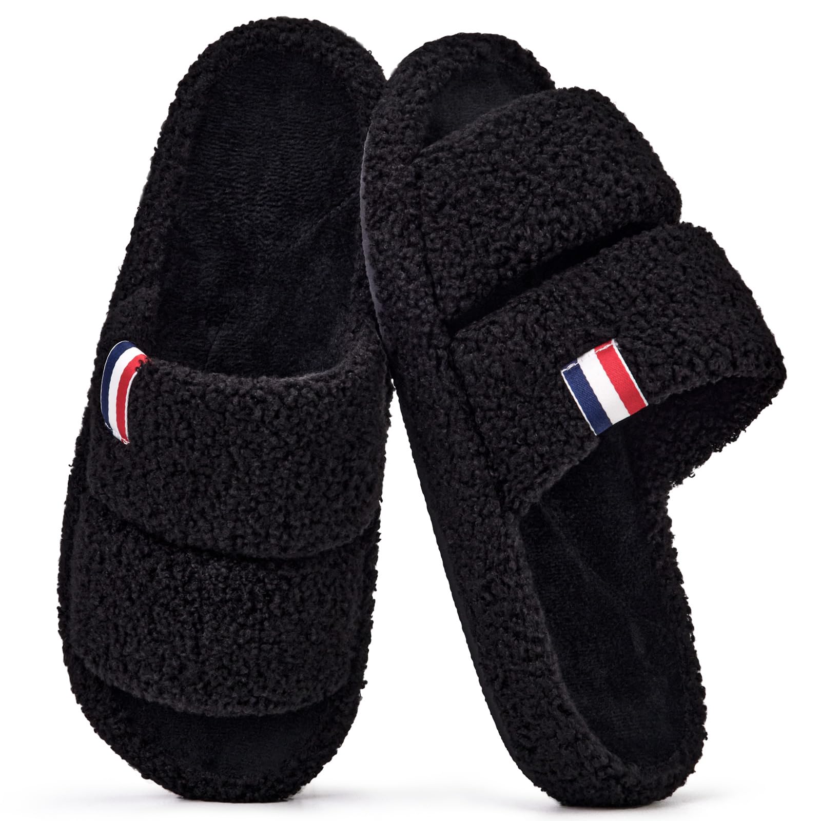 Arch Support Slippers Women Orthopedic Memory Foam Non-Slip Indoor House Shoes Plush Terry Lining Comfort Rubber Sole Open