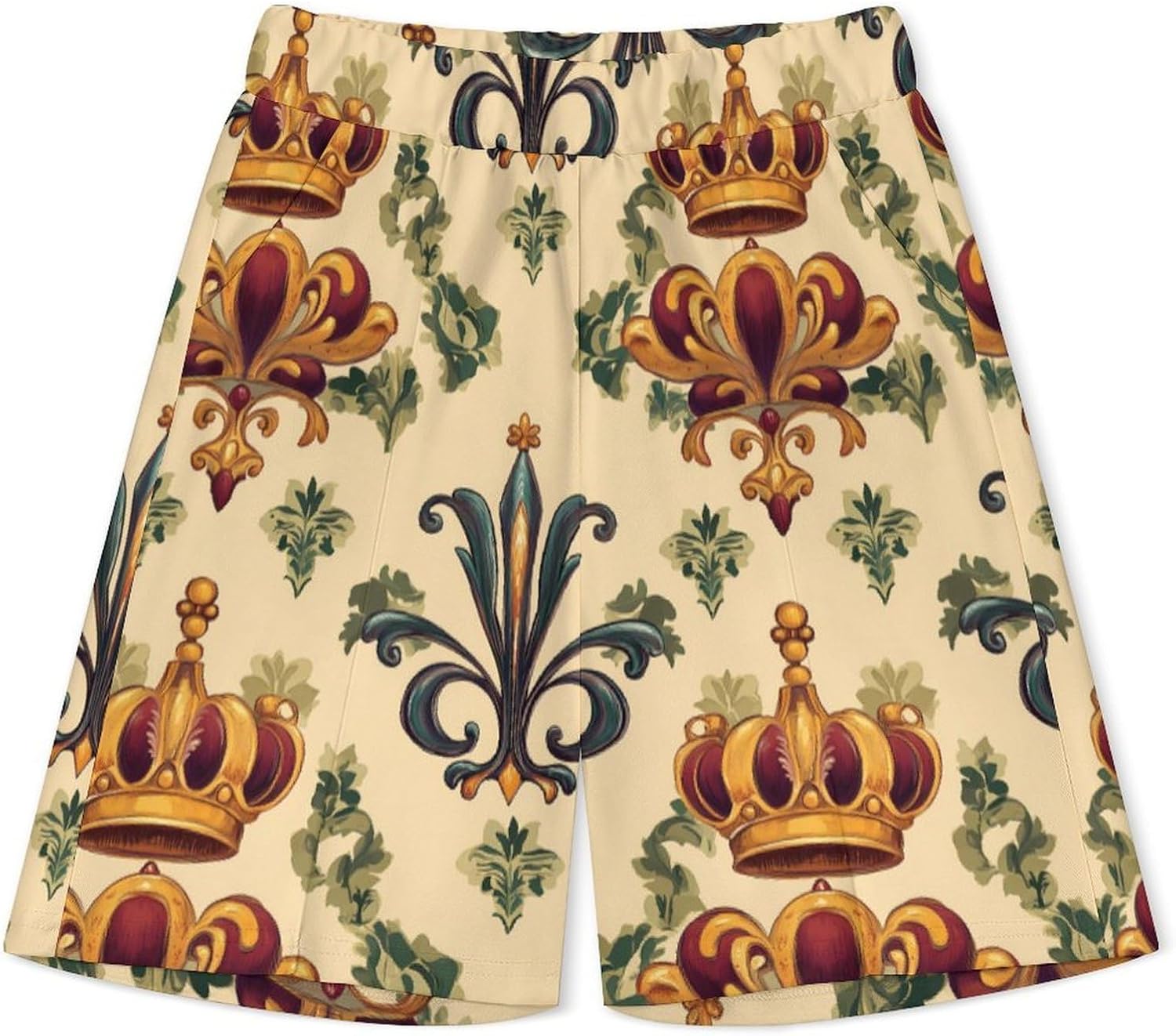 Crowns And Fleur-de-Lis Mens Polo Shirts Track Suits 2 Piece Short Sleeve Sweatsuit 1/4 Zip Golf Loungewear for Sports