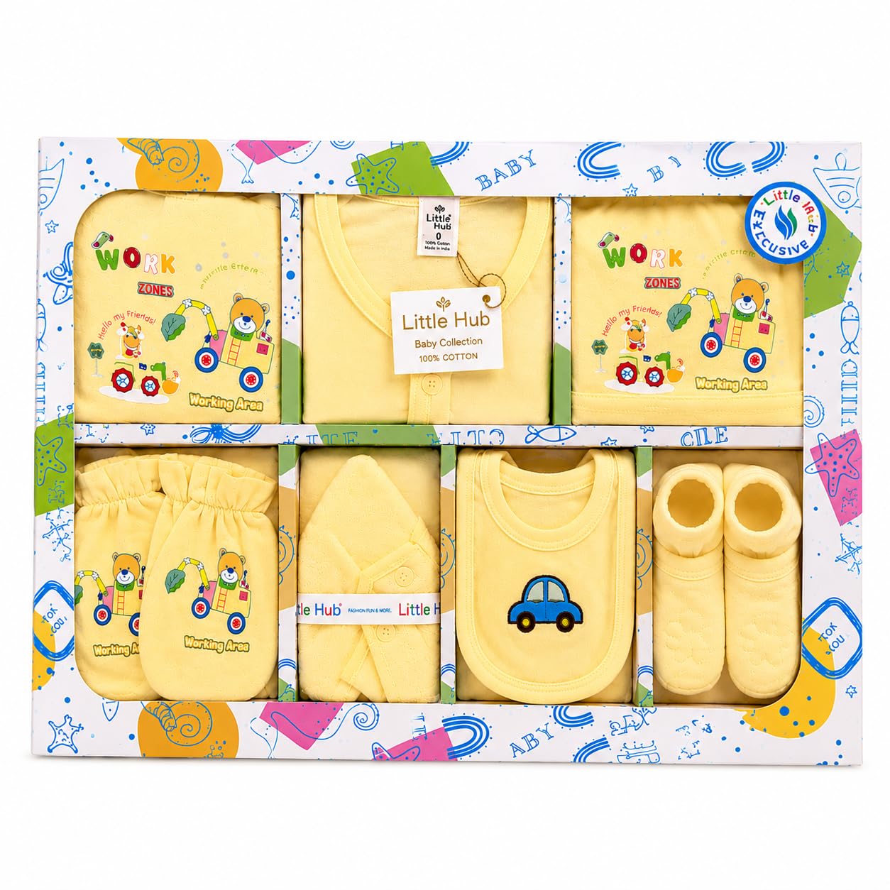 Little Hub Newborn Baby Unisex Gift Set,8 Piece Set,100% Cotton-picture-17