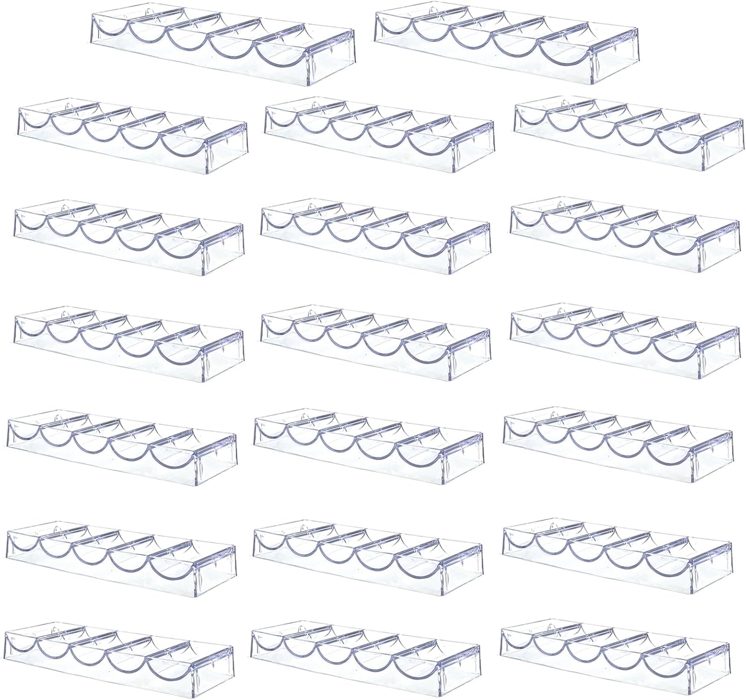 SEETOOOGAMES Poker Chip Tray Rack - Clear Acrylic Casino Chip Holder - Chips Storage Display Case for Texas Hold'em, Blackjack, Gambling, Poker Clubs, Parties or Home Casino Nights - 20 Pack