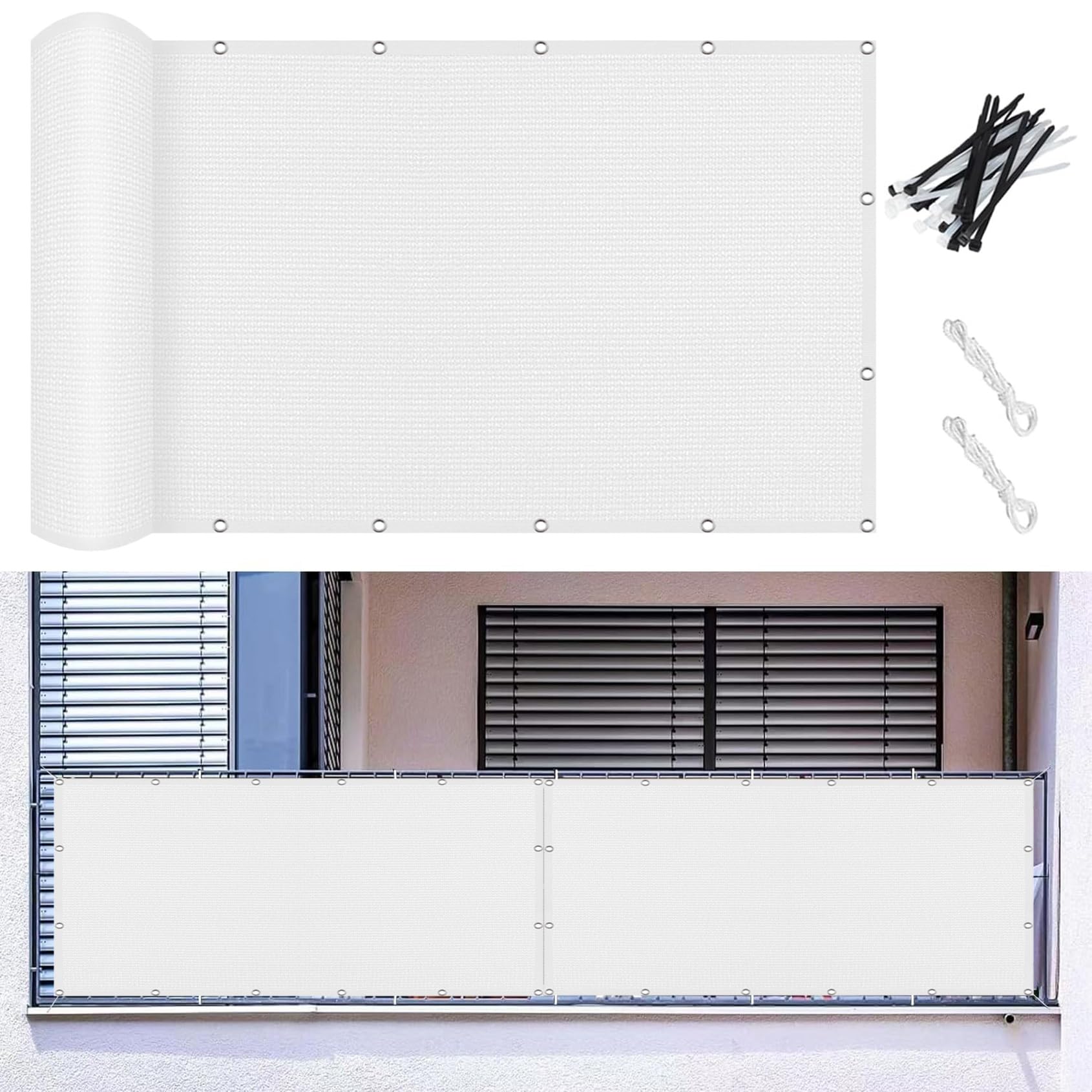 Bâche d'ombrage respirante blanche en HDPE 80 x 300 cm résistante à l'eau