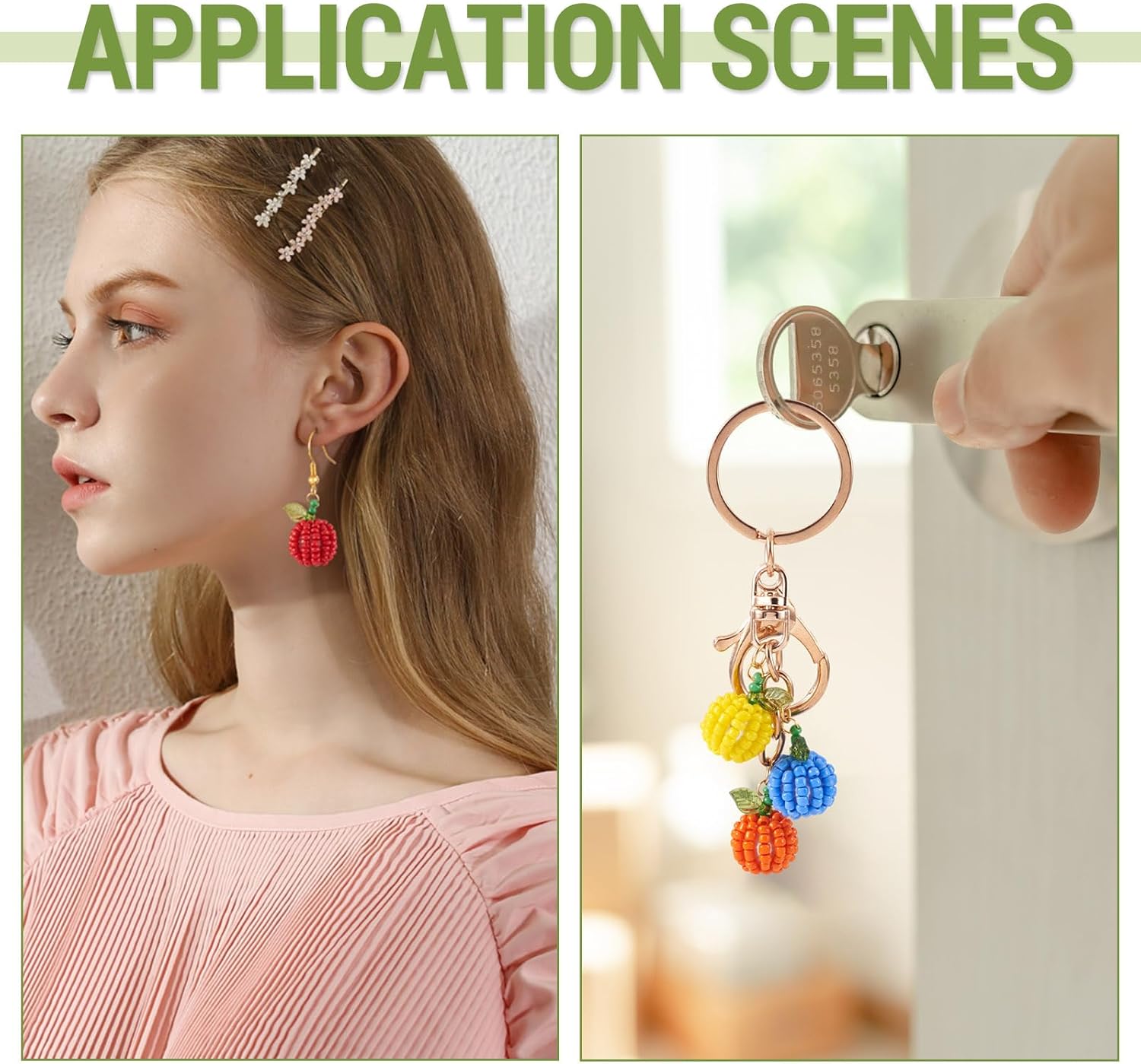 Cheriswelry 10Pcs Fruit Pendants Colorful Fruit Charms Glass Seed Beaded Dangle Charms 21.5x15mm for Jewelry Making DIY Necklace Bracelet Earring Keychain Supplies - Image 4