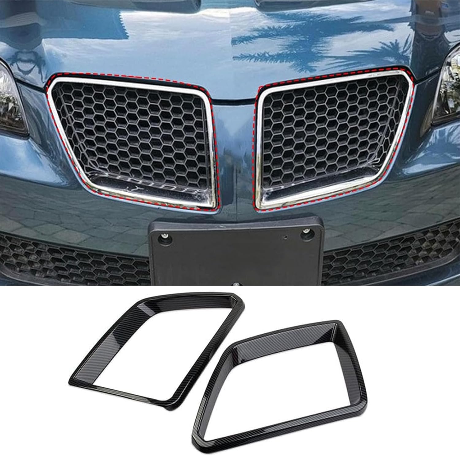 Car Front Bumper Grille Cover Trim Compatible with Pontiac G8 08-09/Holden Commodore 06-12 ABS Front Grille Accent Trim Cover Front Grille Bumper Grill Inserts protective Accessories (Carbon fiber)
