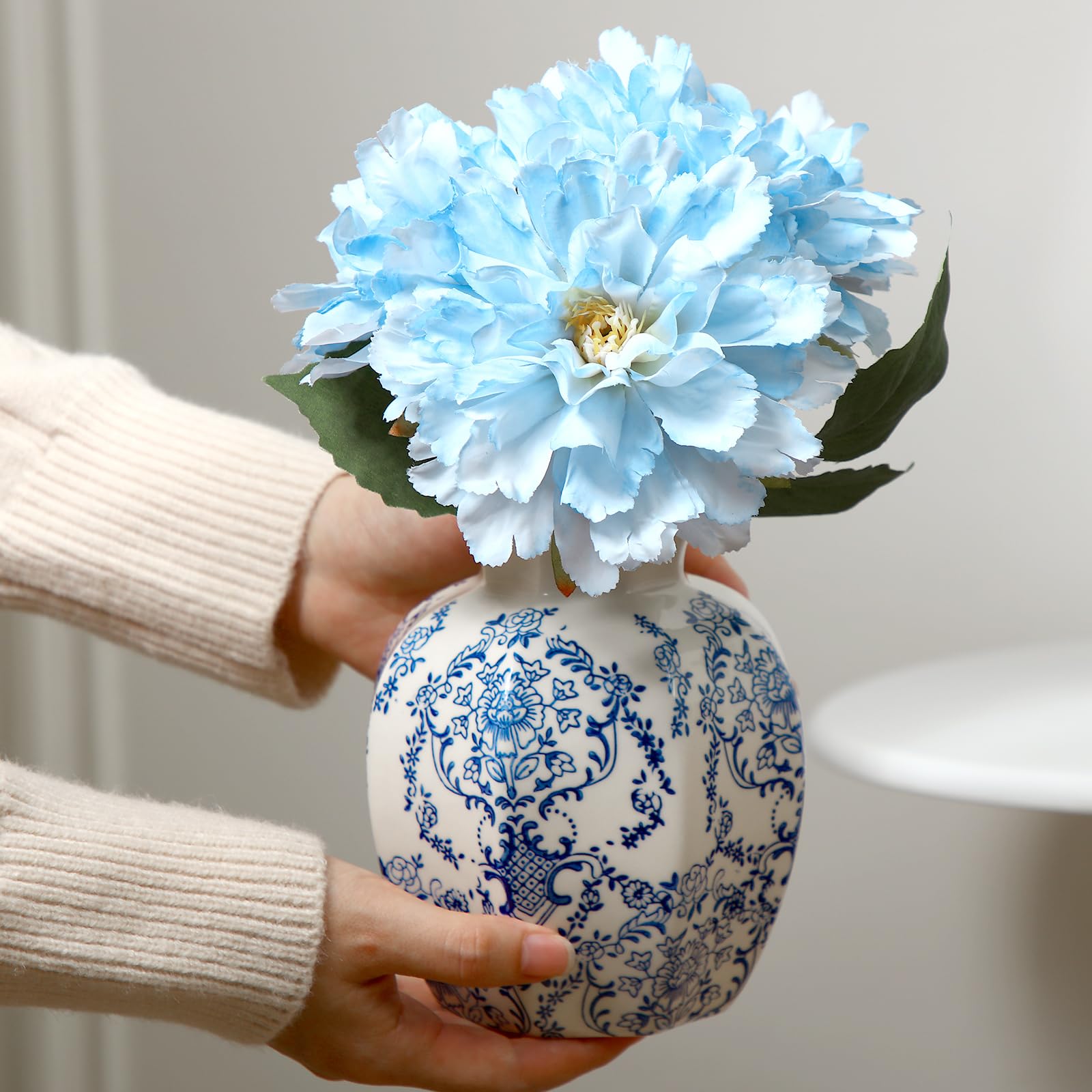 Amazon.com: 2 Pcs Blue and White Vintage Vase Chinoiserie Floral