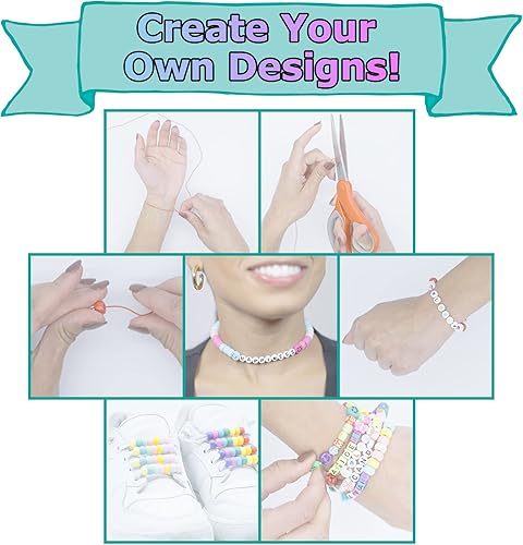 Miniatura 5 de Luwanio Kit de fabricación de pulseras, cuentas de poni, cuentas de arcilla, cuentas sonrientes para pulseras de amistad, fabricación de joyas, kit