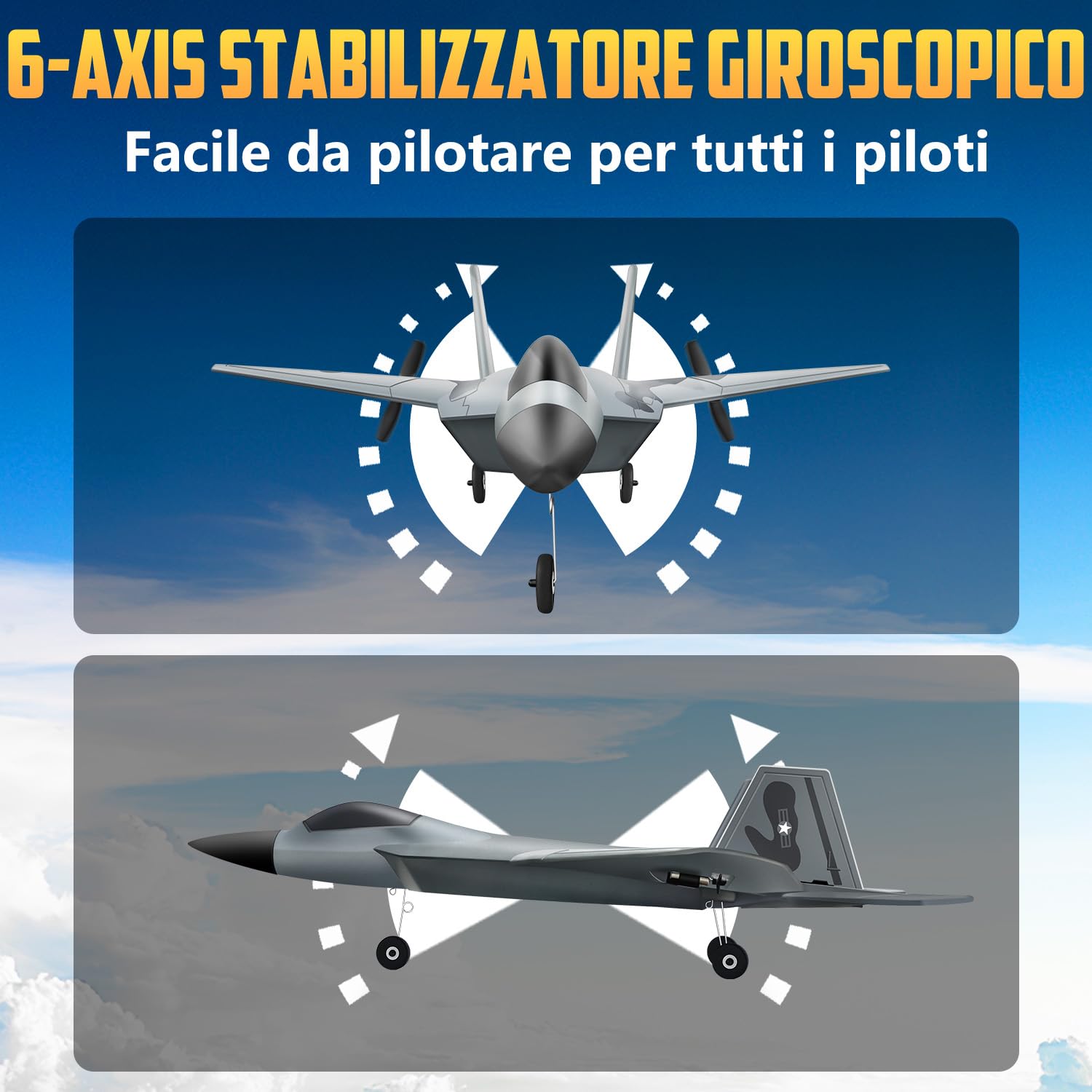 HAWK'S WORK Aereo Telecomandato 2 CH, F-22 Può Volare Subito, Aereo telecomandato a 2,4 GHz, Adatto a Bambini e Principianti, Aliante Volante Telecomandato