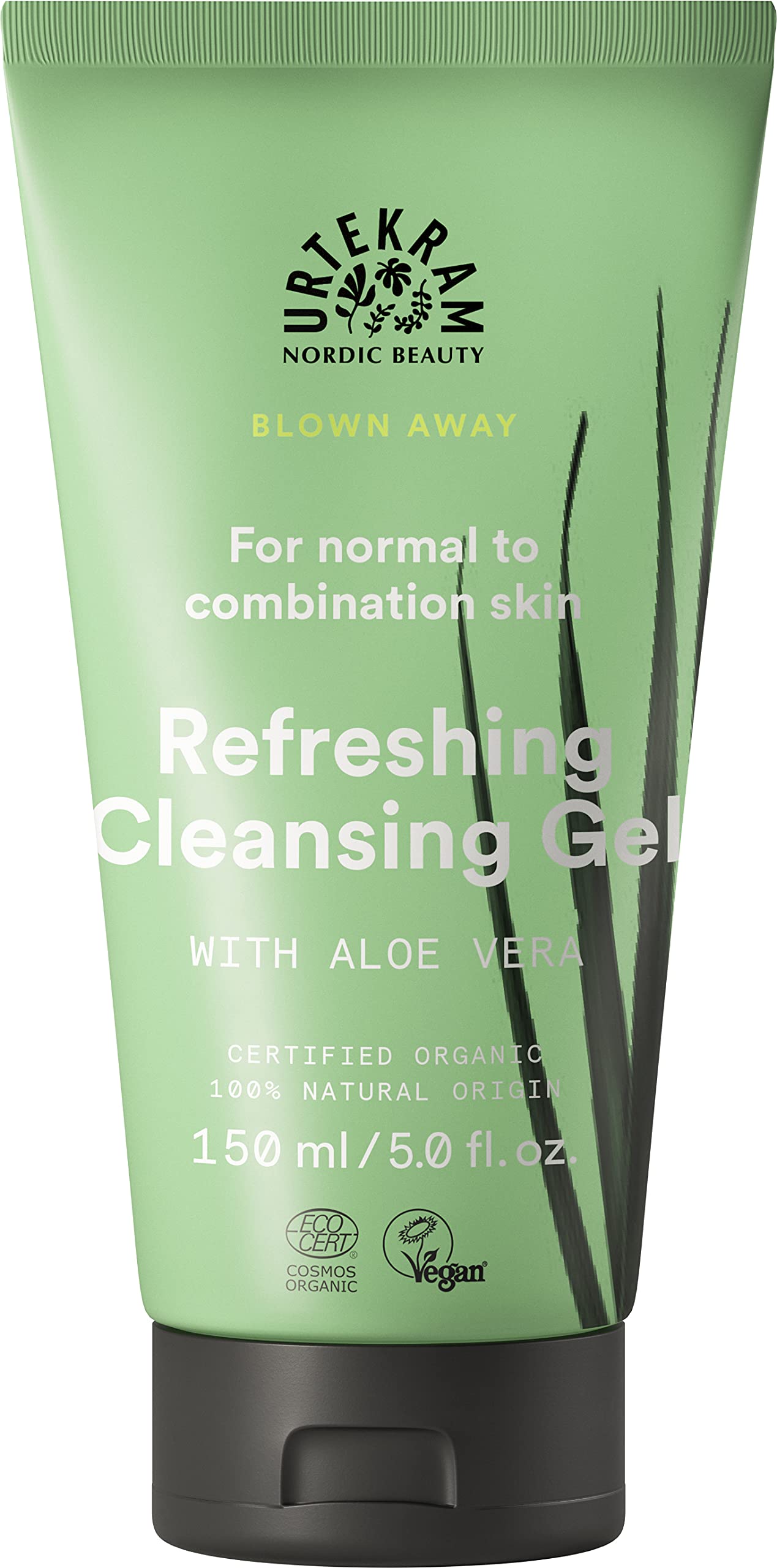 Urtekram Cleansing Gel - Wild Lemongrass - Normal to Combination Skin - 150 ml, Vegan,Organic, Moisturizing Cleansing Gel, Natural Origin