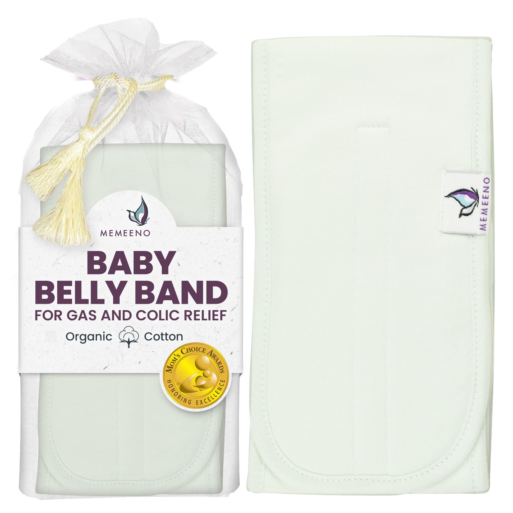 MEMEENO Baby Belly Band for Gas and Colic Baby Relief - Belly Band for Heating Pad for Colic, Heated Tummy Wrap, Sage
