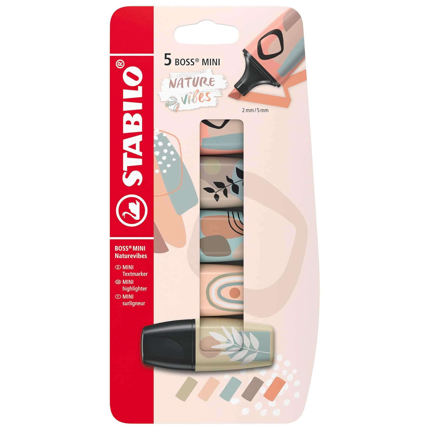 STABILO - Boss Mini Naturevibes Highlighters - Blister Pack of 5 - 5 Colours