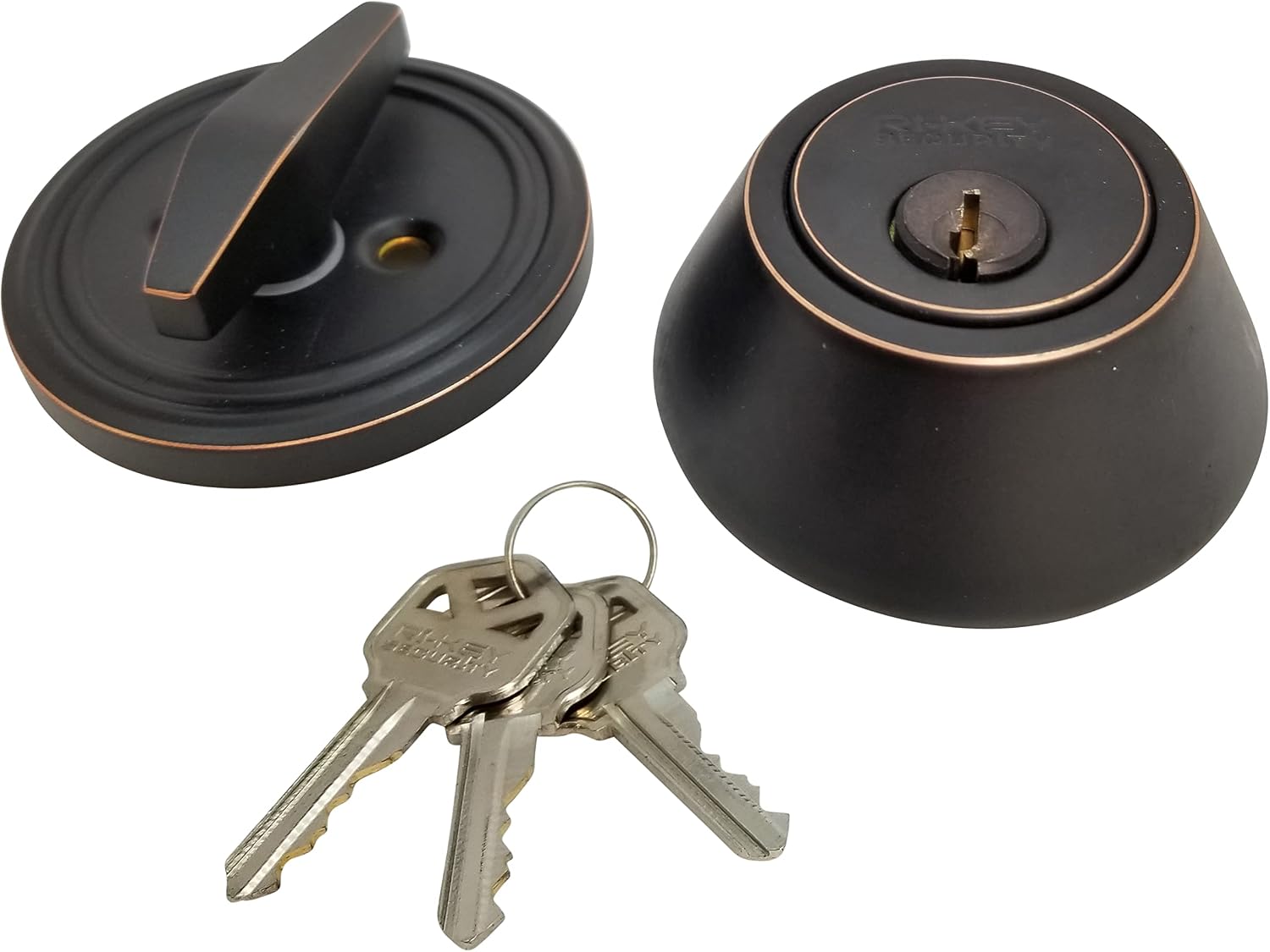 Passage DoorKnob and Keyed Deadbolt Set with 3 Keys for Entry Front Door Bedroom ORB-KW1 by RiKey Security