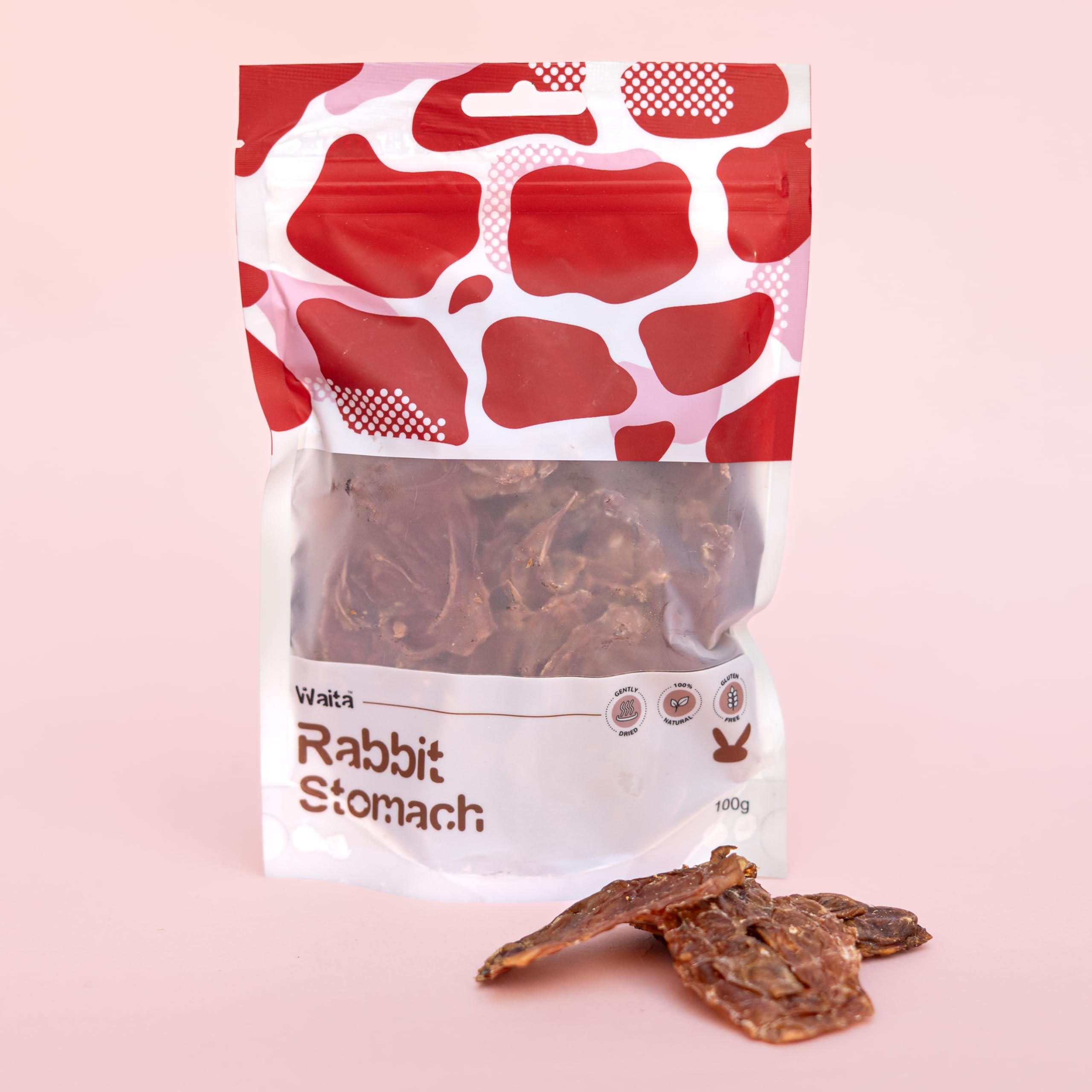 Waita Air Dried Rabbit Stomach Dog Treats & Cat Treats 80g | 100% Rabbit Stomach | Natural High Protein Grain Free Pet Treats | Single Ingredient Chewy Rewards