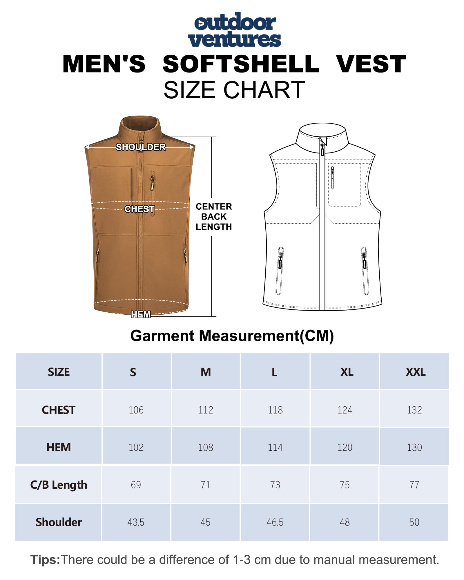 Outdoor Ventures Gilet softshell pour homme, imperméable, coupe-vent, sans manches, sportif, plusieurs poches, body chaud, gilet softshell pour homme