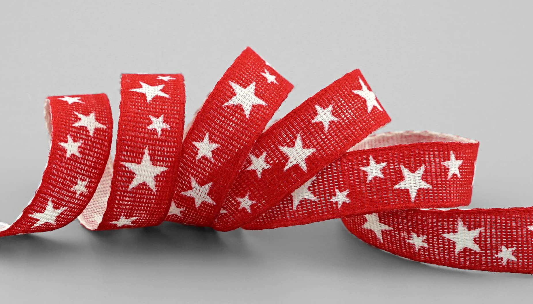 Cinta Decorativa De 20 M X 15 Mm De Algodón, Color Rojo Y Blanco, Sostenible, Biodegradable, Cinta De Lazo Para Navidad, Invierno, Estrellas, Brillo Brillante