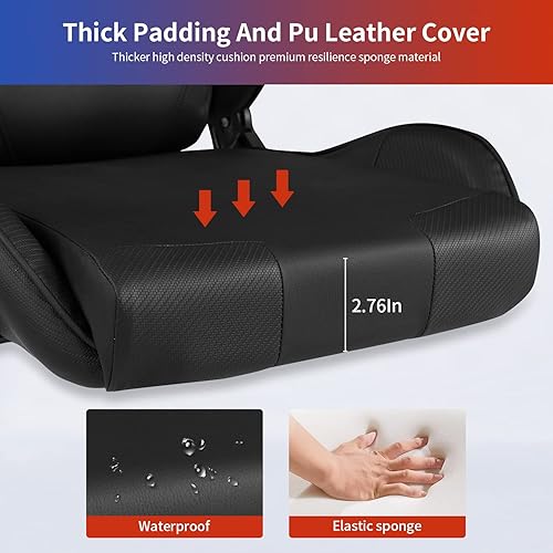 Miniatura 13 de Silla de oficina para videojuegos, silla de escritorio con soporte lumbar, reposacabezas y reposabrazos, giratoria, ergonómica, para deportes