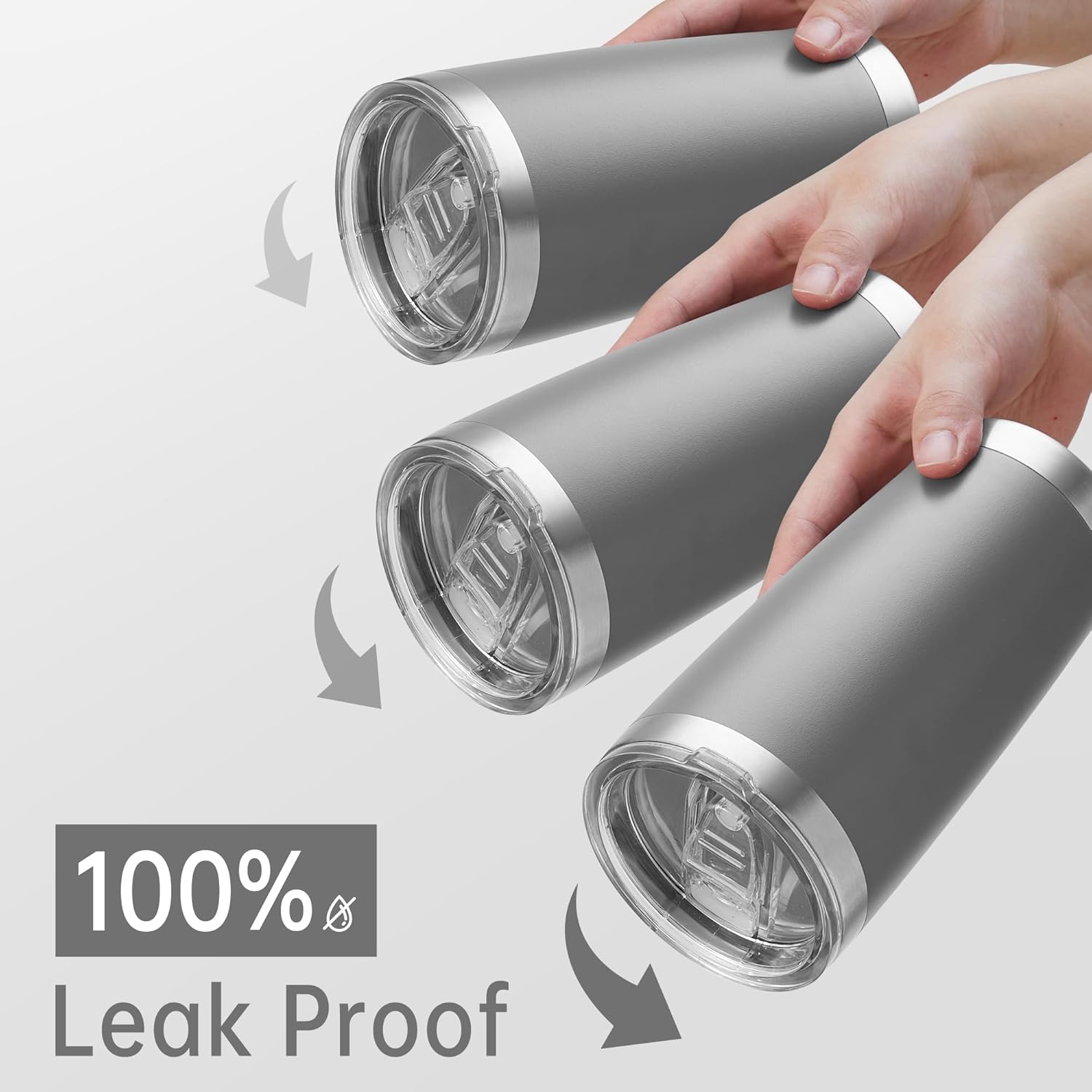 20 oz Tumblers Bulk Stainless Steel Tumbler with Lid Double Wall Vacuum Insulated Coffee Mug 20oz Powder Coated Cup for Hot and Cold Drinks, Gray, 6 pack - Image 4