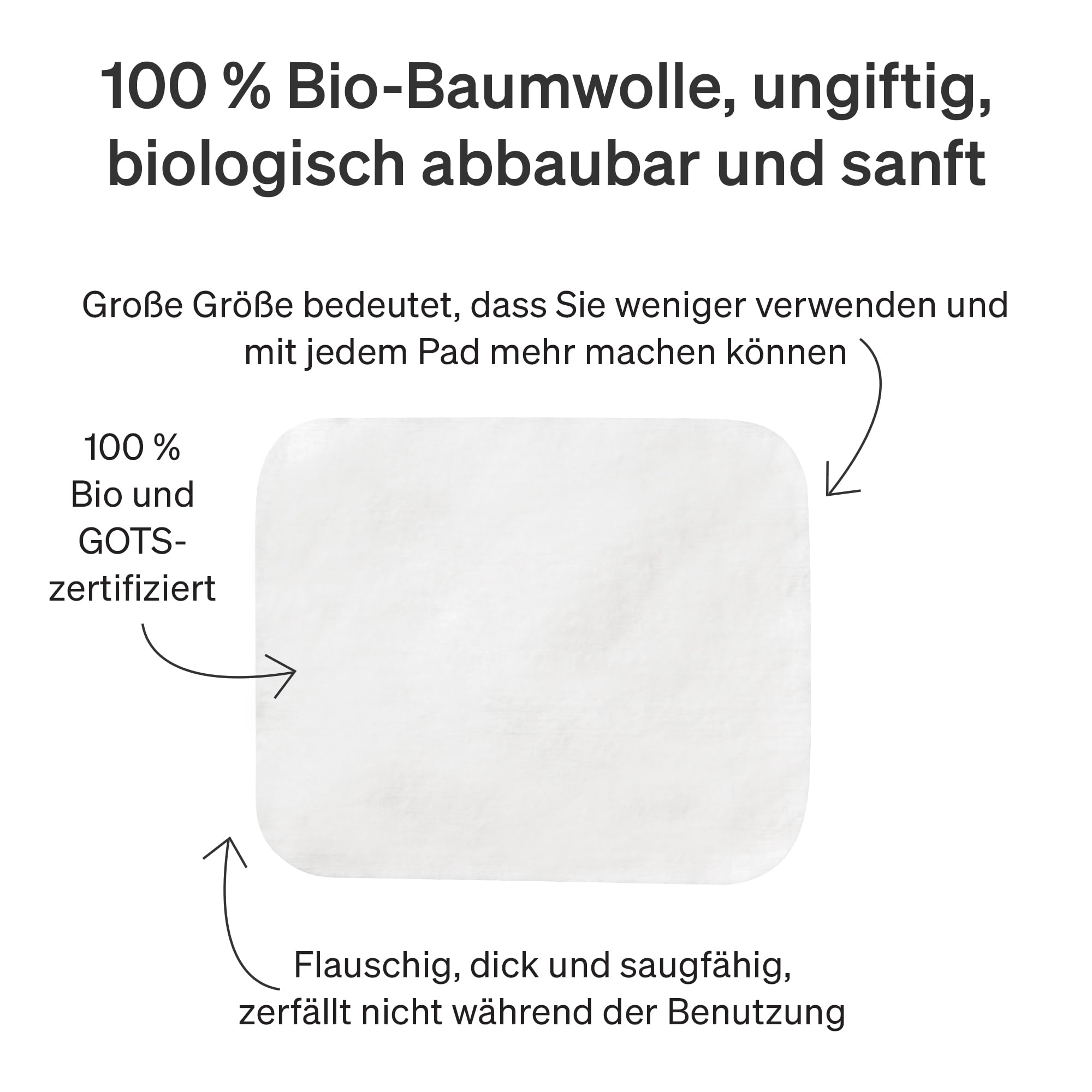 Love Noobs Extra Weich 100% BIO-Wattepads Baby, 360 Stück, Wattepads Groß, Baumwollpads