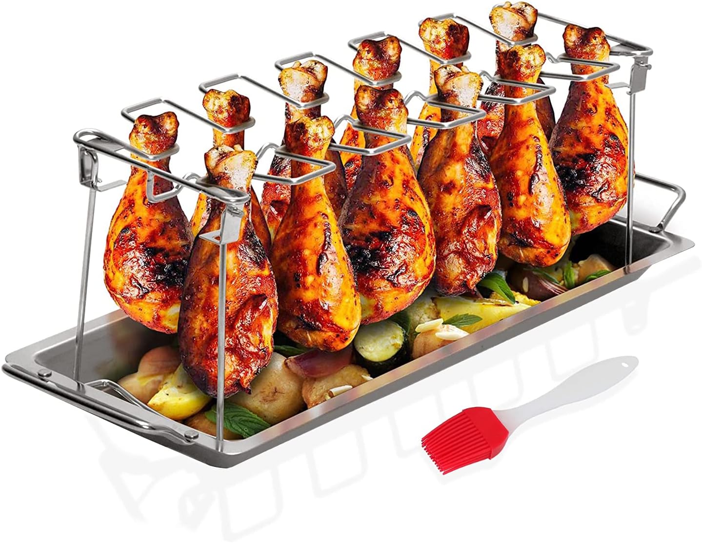 Buy Sandtix Chicken Leg Wing Rack Stainless Steel Vertical Roaster Stand for Grill Smoker or
