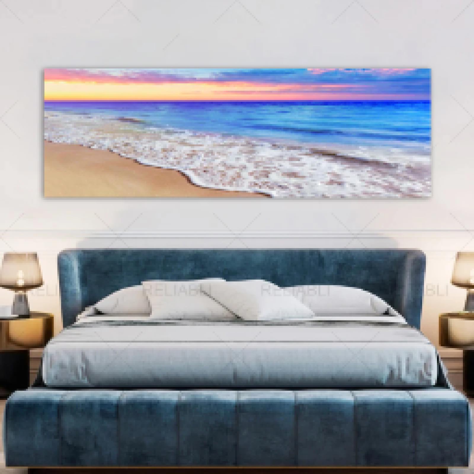 Stampa Su Tela Spiaggia Costiera 50x75 Cm – Quadro Moderno Con Finestra Sul Mare Per Decorazione Camera Da Letto O Soggiorno (Senza Cornice) - 2