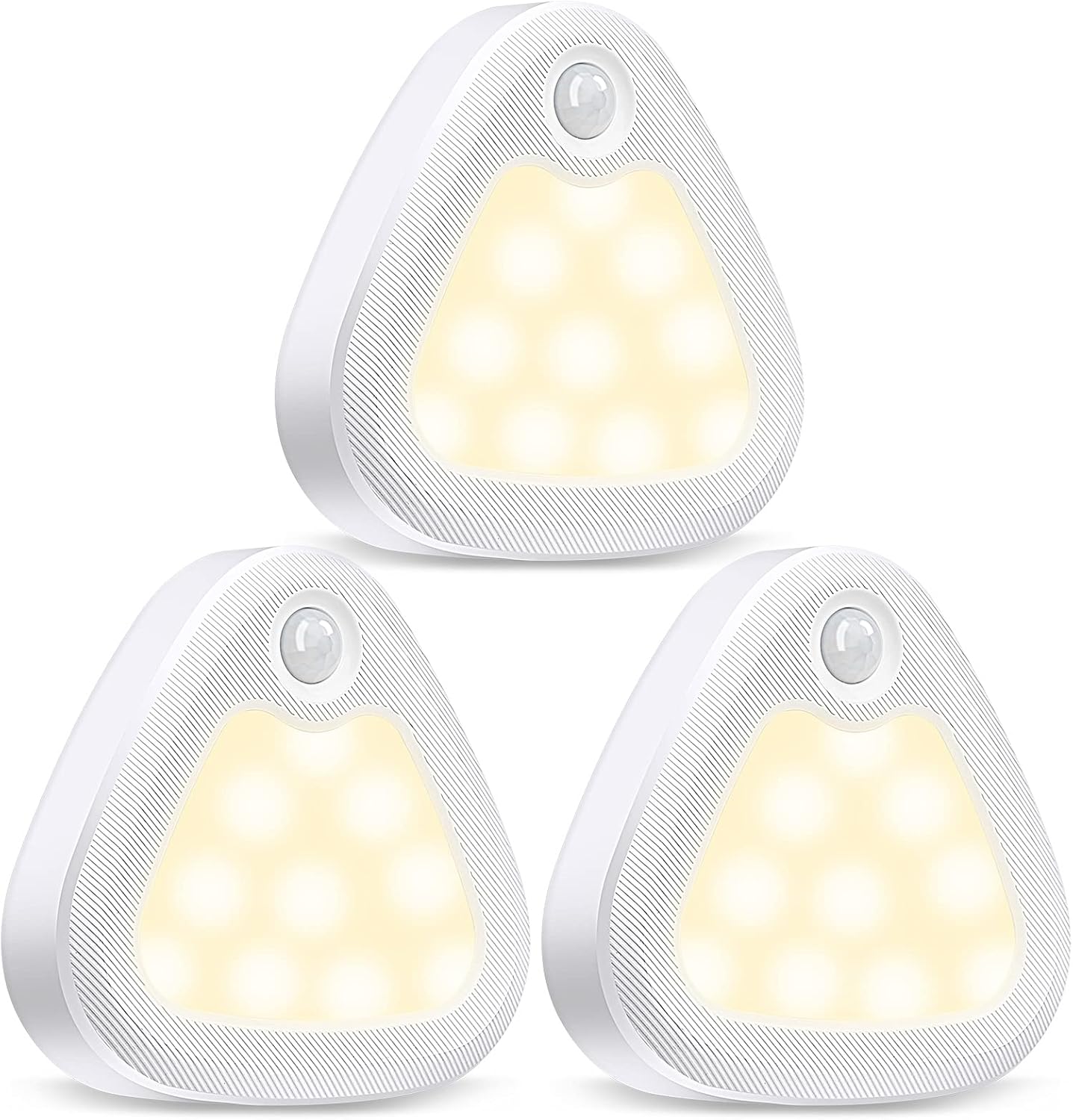 URPOWER Motion Sensor Light Indoor, 60LM LED Closet Lights Battery Operated Under-Cabinet Lighting, Stick-Anywhere Safe Night Lights for Hallway, Stairs, Entrance (3 Pack, Warm White)