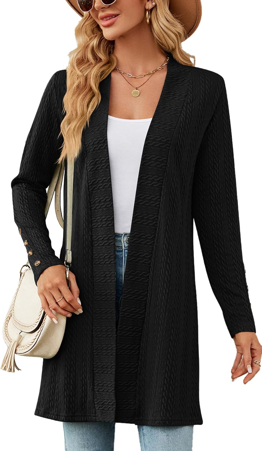 Cardigan Long Léger Pour Femme - Ouvert Devant, Drapé Fluide - Pour Toutes Les Saisons - Polyvalent - 4