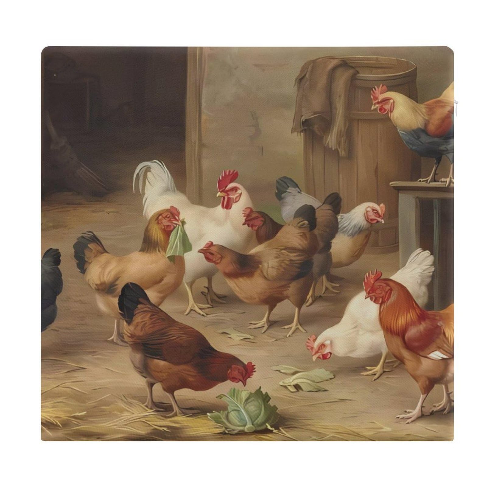 Cojín de asiento suave Farm Chickens de espuma viscoelástica y tapete cómodo 38x35