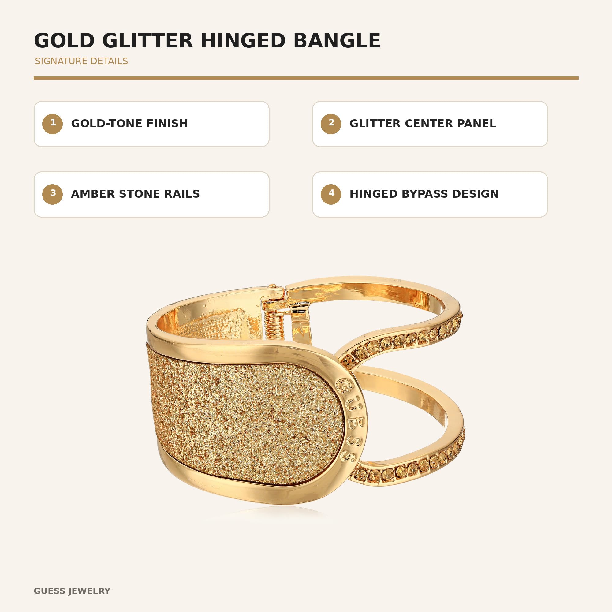 GUESS - Bracciale Rigido con Pietre e Glitter