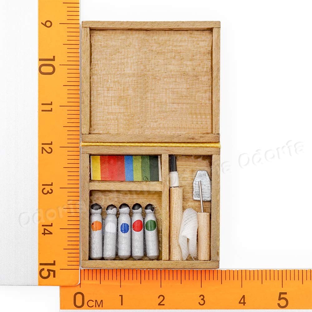 Boîte De Peinture Miniature 1/12 – Accessoire Maison De Poupée En Bois 3,4x3x1 Cm