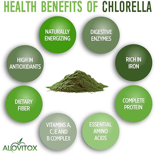 Miniatura 6 de Chlorella orgánica en polvo de 8 onzas  Superalimento denso en nutrientes con antioxidantes, proteínas, vitaminas C, E, complejo B, enzimas,
